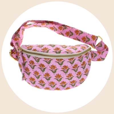 Sac banane enfant lilas Block print