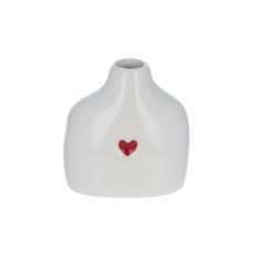 soliflore en céramique blanche coeur rouge