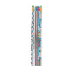 lot de 4 crayons à papier robot et damier
