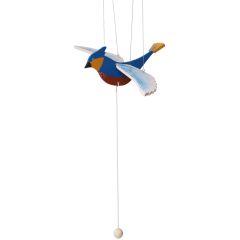 mobile bois oiseau bleu