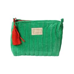 trousse de toilette verte en velours