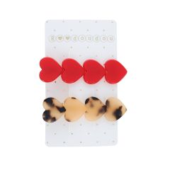 lot barrettes cheveux coeurs et léopard