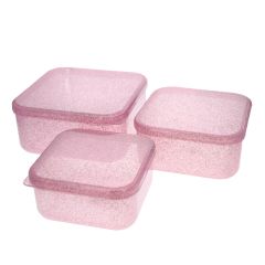 Lot de 3 lunch box roses pailletés