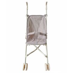 poussette pour poupées tissu vichy marron
