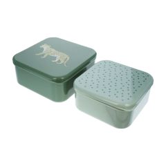 lot de deux lunch box leopard kaki 