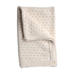 couverture en tricot pointelle ivoire