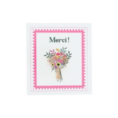 pin's femme bouquet de fleurs Merci