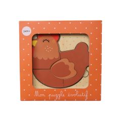 puzzle en bois la petite poule rousse