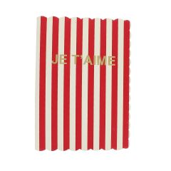 carnet de notes rayé rouge Je t'aime