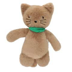 Peluche chat marron et bandana vert