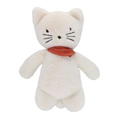 Peluche chat crème bandana terracotta