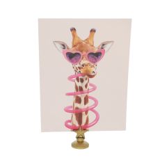 carte de voeux girafe à lunettes