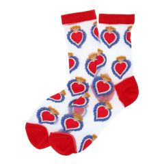 chaussettes en nylon femme coeurs ex-voto