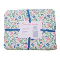 parure de lit enfant fleurs bleues et roses