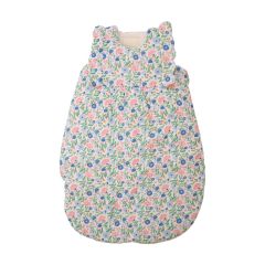 gigoteuse fleurie bleu et rose joli paon