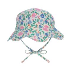 chapeau de soleil fleurs bleu rose