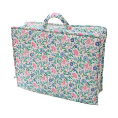 Valise en tissu enfant fleurie bleu et rose Joli Paon