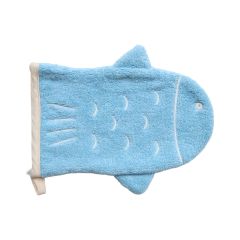 gant de toilette poisson bleu