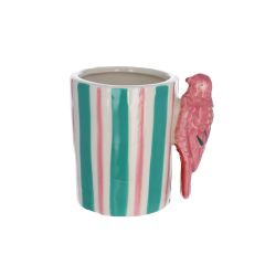 Mug rayures vert rose Perroquet tropical