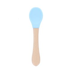 Cuillère pour bébé et premiers repas en silicone bleu