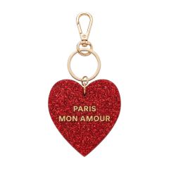 porte-clés coeur rouge à paillettes Paris mon amour