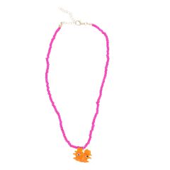 collier perles fushia crabe