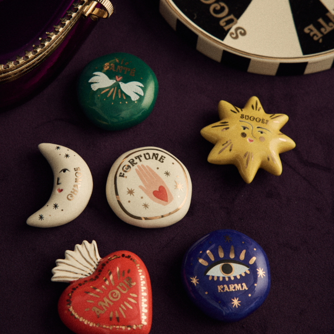 Porte-bonheur en céramique cœur ex-voto Amour