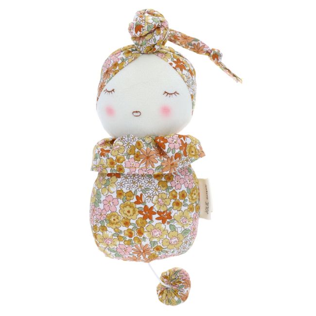 Poupee musicale fleurie jaune et rose Frisette Le petit Souk