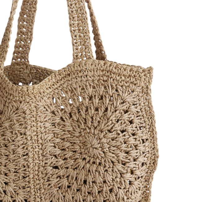 Sac cabas en raphia rosaces Procida Pondie Chérie Le petit Souk