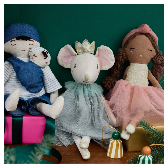 Poupée en tissu Papa Andréa et son bébé Frisette Le petit Souk