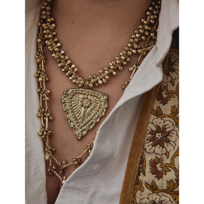 Collier indien cœur doré Mariage Indien Pondie Chérie Le petit