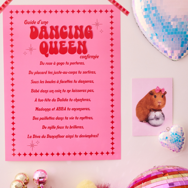 Pasdrucn Sphère Disco à Coeur Brillant Avec Chaîne En Métal