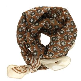 Foulard kaki block print Delhi d'antan Pondie Chérie Le petit Souk