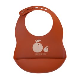 Bavoir silicone marron pommes - Petit déj