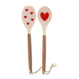 Lot de couverts à salade cœur rouge silicone