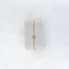 Bracelet doré croix verte