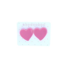 boucles d'oreilles coeur rose bonbon