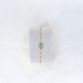 bracelet doré acier inoxydable pierre vert