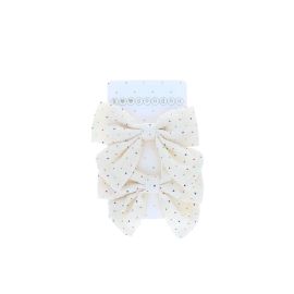 Lot de 2 barrettes à nœud crème à pois 