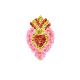 Ecusson coeur sequins rose