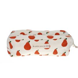 trousse double zip poires orange