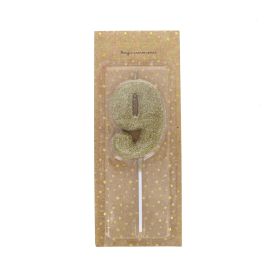 bougie d'anniversaire paillettes dorées chiffre 9