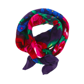 foulard polka folk violet fleurs