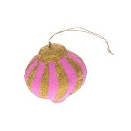 boule de noel spirale rose et doré