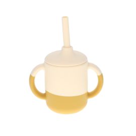 gobelet avec paille en silicone bicolore