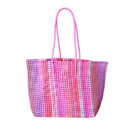 sac cabas tresse rayé rose