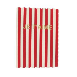 Carnet de notes rayé rouge "Je t'aime"