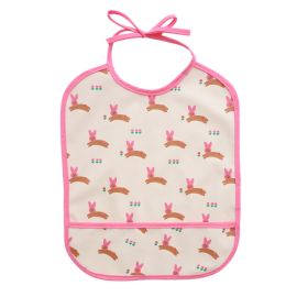 bavoir imperméable à lacet lapin rose chichi pompon