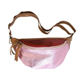 sac banane en cuir irisé bordeaux bronze