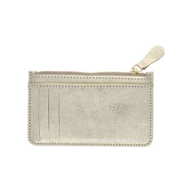 Porte-monnaie porte-cartes zip en cuir irisé doré